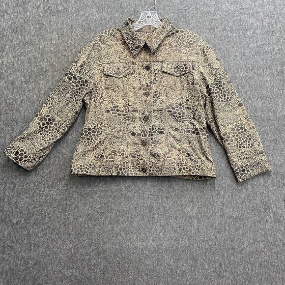 Ruby Rd. Women's 14 Animal‎ Print Button-Up Jacket Blazer Textured Pattern - Picture 2 of 8